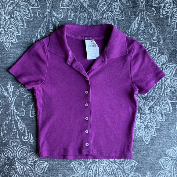Brandy Melville Tops - Brandy Melville Purple Caroline Collar Button Top